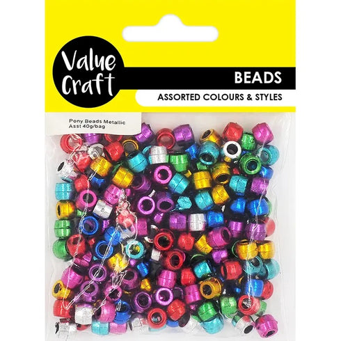 Metallic Finish Pony Beads